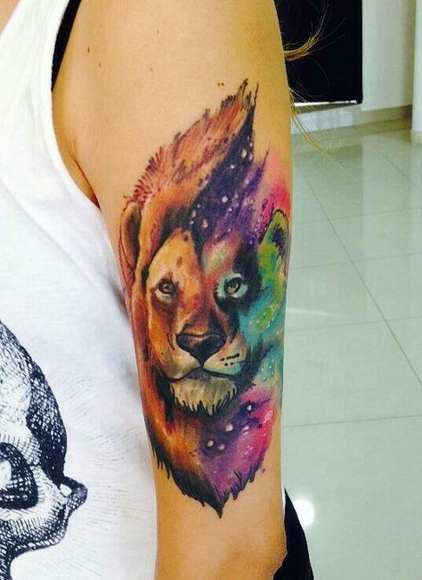 I think this is it! Gona cover up a baby phat tat in the same spot! Leo Tattoo Designs, Mens Lion Tattoo, Colorful Tattoos, Petit Tattoo, Lion Tattoos, Kunst Tattoos, Beautiful Lion, Lion Tattoo Design, Leo Tattoos