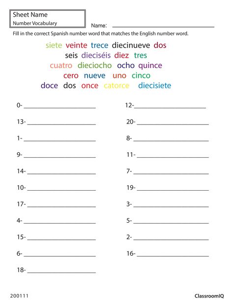 Spanish number words #spanishworksheets #classroomiq #newteachers Spanish Counting, Spanish Numbers, Numbers Worksheet, Spanish Greetings, Spanish Basics, Middle School Spanish, Spanish Worksheets, Spanish Teaching Resources, Elementary Spanish