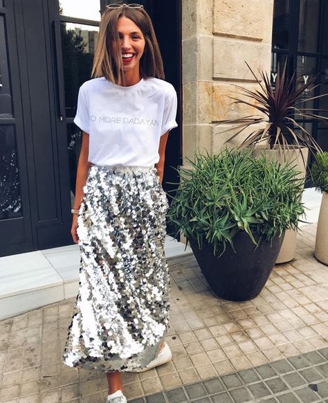 style ￼￼￼￼￼￼￼￼￼￼￼￼￼￼￼￼￼￼￼￼￼￼￼￼￼￼￼￼￼￼￼￼￼￼￼￼￼￼￼￼￼￼￼￼￼￼￼￼￼￼￼￼￼ Long Sequin Skirt Outfit, Sequin Skirt Outfit Casual, Silver Sequin Skirt Outfit, Sequin Skirt Outfit, Sequin Skirt Long, Conference Outfit, Skirt Outfit Casual, Silver Sequin Skirt, Dress Down Day