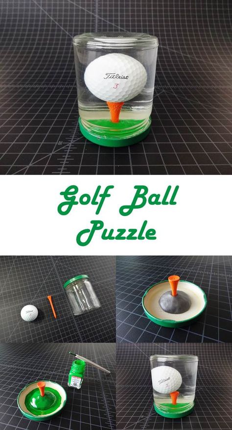 Fun for all ages and easy-to-make! How To Paint A Golf Ball, Mini Golf Tournament Prizes, Diy Golf Gifts For Men, Clay Golf Ideas, Diy Gifts For Golfers, Golf Tee Crafts Diy, Diy Golf Trophy Ideas, Fathers Day Gifts Ideas From Kids Golf, Golf Crafts For Dad