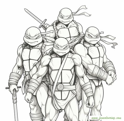 Free printable coloring page of Ninja Turtles for print and download for both kids & adults. We have thousands of coloring pages for your fun Tmnt Coloring Pages, Ninja Turtles Printables, Ninja Turtles Coloring Pages, Ninja Turtle Drawing, Ninja Turtle Coloring Pages, Turtle Coloring, Recreation Therapy, Cartoon Coloring, Book Artwork