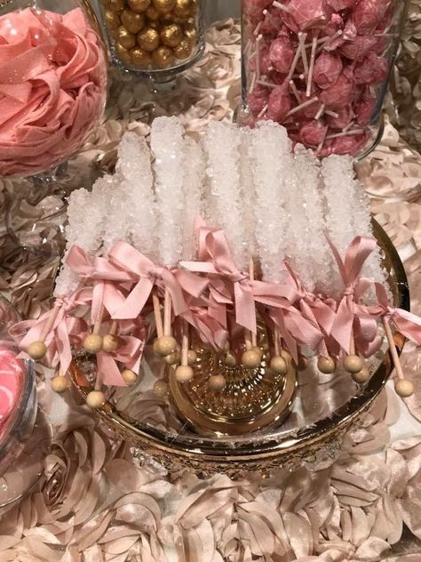 Blush Sweet 16 Decorations, Pink Flower Sweet 16, Sweet 16 Pink Princess Theme, Sweet 16 Sleeping Beauty Theme, Royal Sweet 16 Theme Pink, Quinceanera Snack Table, Pink White And Gold Quinceanera, Pink Quinceanera Centerpieces, Pink Themed Quinceanera