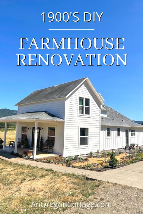 Country Renovation Ideas, Farmhouse Building Ideas Interior, Renovated Farmhouse Before And After, Restored Farmhouse Exterior, Redone Old Farmhouse, Farmhouse Before And After Exterior, Simple Farmhouse Renovation, Before And After Farmhouse Renovation, Renovating 1900 Farmhouse