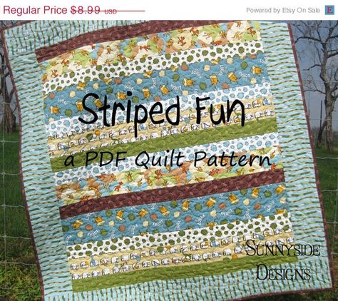 CIJ SALE PDF Quilt Pattern Striped Fun. $8.09, via Etsy. Quilt Patterns Easy, Stripe Quilt Pattern, Baby Quilt Patterns Easy, Kid Quilts Patterns, Quilting Designs Patterns, Baby Quilt Pattern, Machine Quilting Designs, Striped Quilt, Baby Quilt Patterns