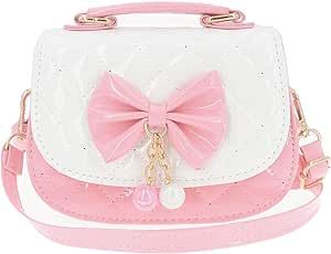 JUNOAI Little Girls Crossbody Purses for Kids - Toddler Mini Cute Princess Handbags Shoulder Bag (Bowknot Pink&White) Bright Bag, Fashion Purses, Kawaii Bags, Animals Toys, Mini Cute, Purse Gift, Kawaii Accessories, Cute Princess, Pink Purse