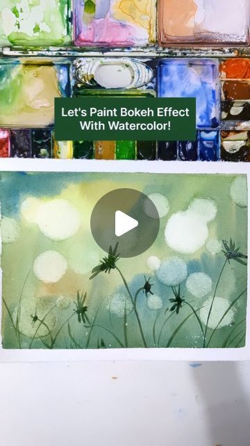 Watercolor Bokeh Tutorial, Bokeh Background Painting, Bokeh Watercolor Painting, Bokeh Watercolor, Learning Watercolor, Watercolor Techniques Tutorial, Bokeh Art, Simple Watercolor Flowers, Watercolor Videos