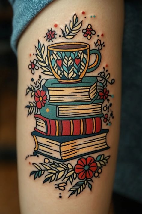 Book Lover Tattoo Ideas 79 American Traditional Book Tattoo, Book Lover Tattoo Ideas, Lover Tattoo Ideas, Skin Doodles, Book Lover Tattoo, Lover Tattoo, Crochet Tattoo, Book Tattoos, Traditional Tattoo Inspiration