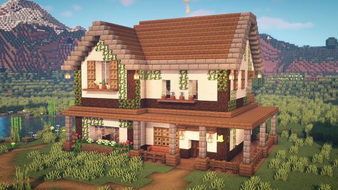 You'll love these Minecraft house builds. These Minecraft house ideas also include tutorials that you can follow on YouTube. So helpful! Farmhouse Minecraft, Minecraft Farmhouse, Minecraft Farm House, Minecraft Cottage House, Minecraft Hus, Mansion Minecraft, Houses Blueprints, Farmhouse Build, Minecraft House Ideas