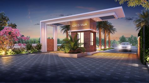 Gated Community Entrance Design, Bloxburg Gate Entrance, Entrance Gates Design Architecture, Gated Community Entrance, Pos Satpam, Entrance Gate Design, Entrance Plaza, Gerbang Perumahan, Entry Arch