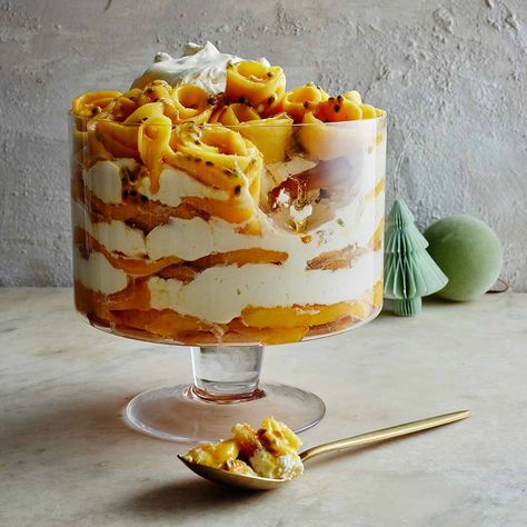 Mango tiramisu | Women's Weekly Food Mango Tiramisu Recipe, Pavlova Trifle, Apricot Desserts, Mango Trifle, Christmas Trifles, Mango Tiramisu, Apple Cake Recipe Easy, Trifle Bowl Recipes, The Weary World Rejoices