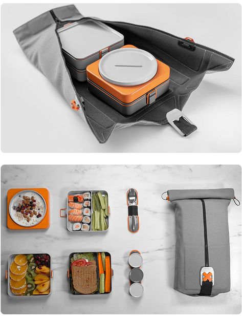 FOLDEAT | A Modular Lunchbox That Unfolds Into An Eating Mat by Foldeat — Kickstarter Lunchbox Design, Eating On The Go, Mini Meals, Beach Supplies, Camping Box, Mess Kit, Lunch Box Set, Fun Lunch, Cooler Lunch Bag