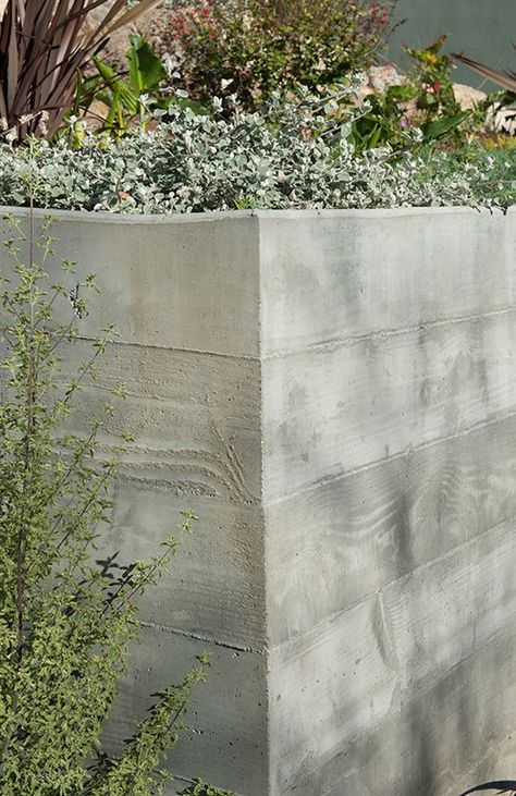 Off Form Concrete Wall, Concrete Garden Walls Ideas, Board Formed Concrete Retaining Wall, Concrete Retaining Wall Landscape, Concrete Wall Landscape, Concrete Wall Garden, Concrete Wall Exterior, Concrete Retaining Wall Ideas, Concrete Wall Outdoor