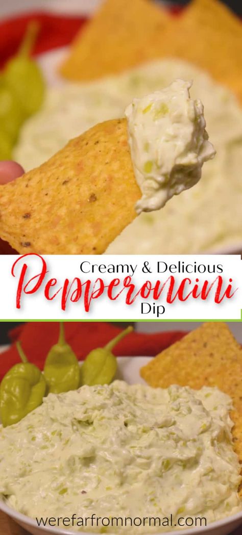 This creamy pepperoncini dip is delicious, super simple, and great for any party or get together! Pepperoncini Dip, Veggies Dip, Pepperoni Dip, Dip Appetizers, Stuffed Pepper Dip, Pepperocini Recipes, Dip Recipes Easy, Snack Dip, Buffalo Chicken Dip