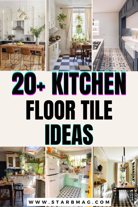 Whether you’re looking for something modern or classic, these kitchen floor tile ideas for small kitchens will inspire your renovation. Check out these kitchen floor tile ideas for small kitchens to give your space a fresh, updated look. Flooring For Small Kitchen, Tile Floor Kitchen Wood Cabinets, Modern Kitchen Flooring Ideas Tile, Small Kitchen Flooring Ideas, Kitchen Flooring Ideas Tile, Terrazzo Kitchen Floor, Smart Kitchen Ideas, Flooring For Kitchen, Ideas For Small Kitchens