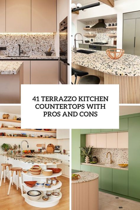 terrazzo kitchen countertops with pros and cons cover Green Terrazzo Kitchen Countertops, Kitchen Terrazzo Countertop, Terrazzo Kitchen Counters, Terrazo Countertop Bar, Terrazzo Quartz Countertop, Terrazo Kitchen Counter, Terazzo Kitchen Counter, Terrazzo Kitchen Counter, Terrazzo Counters