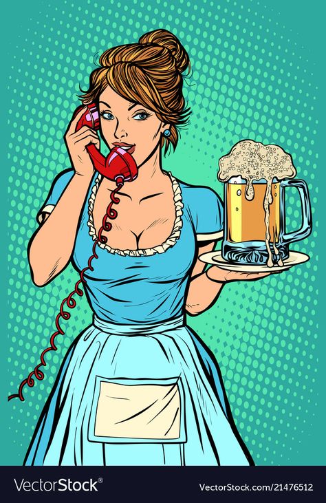 Waitress Tattoo, Beer Collage, Burger Delivery, Beer Drawing, Cartoon Pop Art, Empty Plate, Cartoon Pop, Retro Vector Illustration, Pop Art Retro