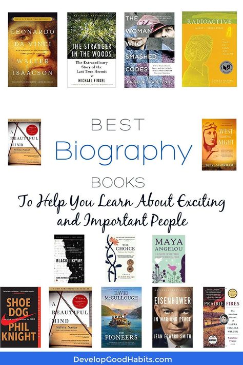 Biographies are a great way to learn about important and influential people, to help inspire your life. This post features some of the best biography books you can read to learn, grow and get inspired from reading #biographies #biography Best Biography Books, Best Biographies To Read, Best Autobiographies To Read, Non Fiction Books Worth Reading Nonfiction, Autobiographies To Read, Biographies To Read, Historical Biographies, Best Autobiographies, Best Non Fiction Books