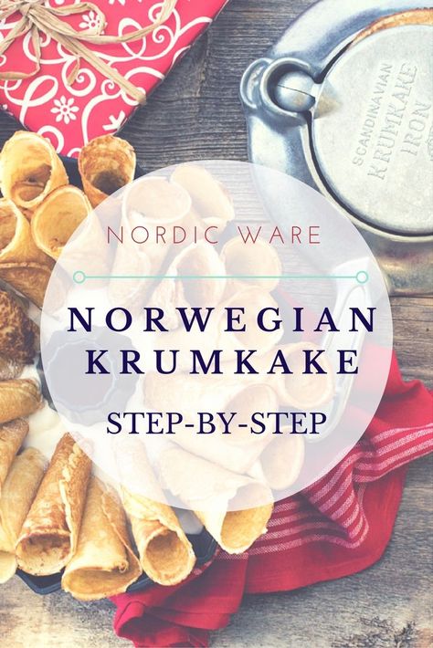 Krumkake Recipe Norwegian Christmas, Nordic Desserts, Fika Recipes, Norwegian Baking, Norway Recipes, Norwegian Krumkake, Krumkake Recipe, Norwegian Kitchen, Norwegian Cookies