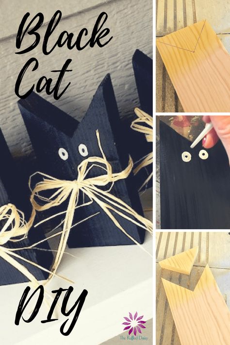 Wooden Black Cats, Black Cat Decor, Cats Diy Projects, Wood Cat, Holiday Printables, Cat Crafts, Kids Wood, Cat Diy, Scrap Wood