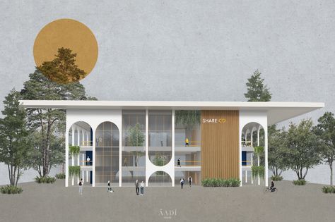 Arch Elevation Design, Elevation Ideas Architecture, Arch Architecture Modern, Co Working Space Architecture, Architecture Elevation Design, Elevation Design Architecture, Elevations Architecture, Modern Arch Architecture, Arches Architecture