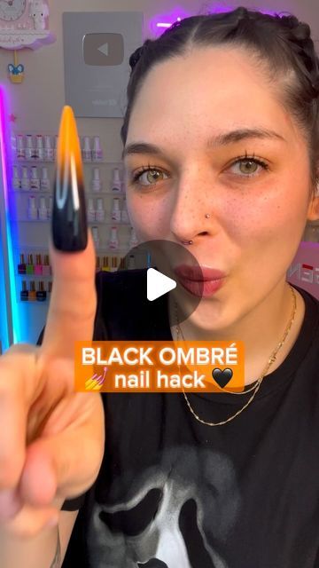 Madison McCollough on Instagram: "You’re doing ombre nails wrong 💅🖤🎃 Save and practice this tutorial for spooky season sets! What nail hack should I teach next? 💕

Used all @ballpit_shop nail art products to paint! 🎨 

🔪 Easy Zombre brush
🔪 Pumpkin Juice gel polish
🔪THE Black gel polish 
🔪 Glossy Topcoat
🔪 Twice As Nice 6mm dual sided liner brush
🔪 Masterpiece Mat (white silicon desk mat / gel palette) 

Use dc “BALLPIT” to save 💰💸
.
.
.
.
.
.
.
#nailtutorials #ombrenails #ballpitshop #nailart #gelnailart #diynails #gelpolish #nailartdesigns #naildesigns #diynailart #beginnernails #nailartist #easynailart #nailhacks" Glossy On Matte Nails, Black Ombre Nails Tutorial, Slime Nail Art, Blooming Gel Ombre Nails, How To Ombre Gel Polish, Ombre Gel Nails Tutorial, Ombre Nail Art Tutorial, Matte Gel Polish, Black Gel Polish