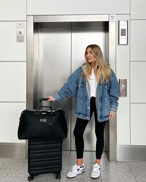 FREYA KILLIN. on Instagram: “Standard airport pic .. jacket - @balenciaga Hoodie - @aninebingofficial Leggings - @calzedonia”