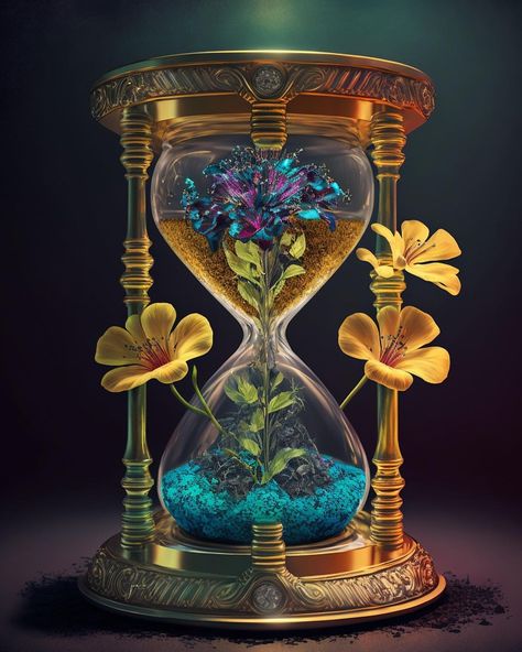 Hourglass Drawing, Golden Magic, Skull Girl Tattoo, Hourglass Tattoo, Motion Wallpapers, Sand Glass, Fairy Wallpaper, Hourglasses, Heaven Art