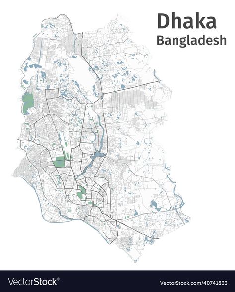 Dhaka City, Illustration Outline, City Layout, City Vector, Free Vector Illustration, Vector Map, Detailed Map, Map Vector, Street Map