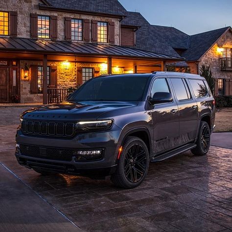 Introducing the new long-wheelbase 2023 Wagoneer L and Grand Wagoneer L, with the all-new Hurricane twin-turbo engine, plus 12 inches of additional length. Also new: the Carbide trim, with its sleek, blacked-out design. #jeeplife #peaceloveandjeep #jeeplovers #carolinachryslerdodgejeepram #fastfairandfriendly #chrysler #dodge #ram #jeep #servicematters #thecustomerisalwaysright Jeep Grand Wagoneer Obsidian, White Jeep Wagoneer, 2024 Jeep Grand Wagoneer, Jeep Wagoneer 2023, 2023 Wagoneer, Grand Wagoneer 2023, New Jeep Wagoneer, Big Family Car, Wagoneer Jeep