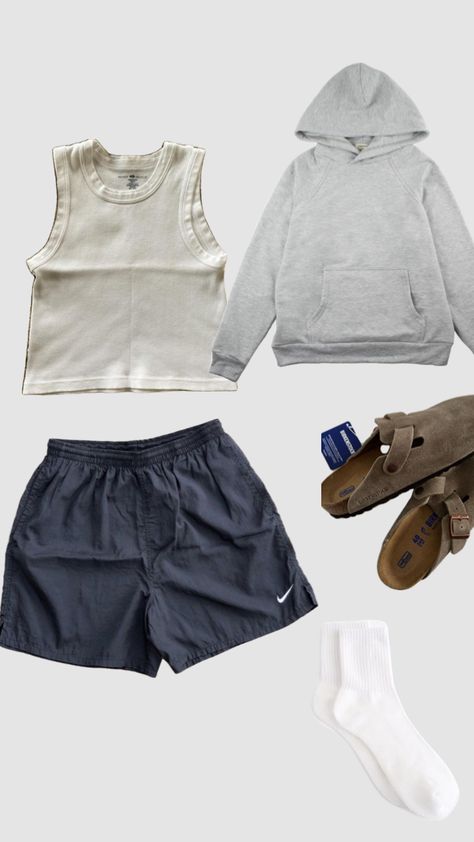 comfy outfit #outfit #outfitinspo #outfitideas Comfy Fall Aesthetic Outfits, Travel Fits Comfy Summer, Styling Patagonia Baggies, Granola Party Outfit, Aesthetic Short Outfits, Up North Outfits Summer, Loose Workout Outfits, Cozy Summer Outfits Lazy Days, Comfy Shorts Outfit Summer