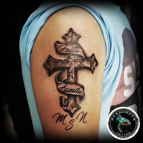 Simple Cross Tattoo, Cross Tattoos For Women, Cross Tattoo For Men, Faith Tattoo, Cross Tattoo Designs, Religious Tattoos, Healing Tattoo, Leg Tattoo Men, Greek Tattoos