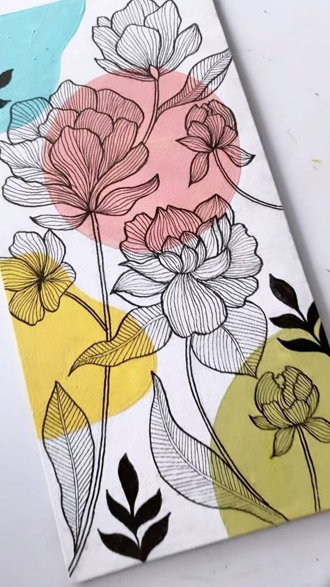 Floral Drawing Sketchbooks, Messy Pen Art, Line Art On Canvas, Messy Flowers, Boho Arts, Painting Thoughts, Tray Painting, Modele Zentangle, Doodle Notebook