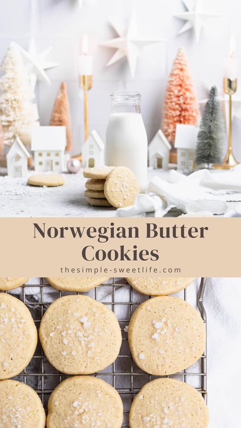 Buttery and delicate, Serinakaker are an easy Norwegian Christmas cookie perfect for the busy holiday season. Click through for this easy Christmas recipe. Norwegian Shortbread Cookies, Gluten Free Norwegian Recipes, Norweigen Christmas Cookies, Norwegian Christmas Desserts, Norwegian Dessert Recipes, Norwegian Butter Cookies, Norwegian Cookies Christmas, Norwegian Desserts Traditional, Norwegian Appetizers