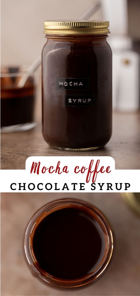 Whether you need a delicious mocha syrup recipe for your pancakes, waffles, or even for your ice cream this recipe is it! It is so easy to make and so delicious! Best Mocha Recipe, Mocha Syrup Recipe For Coffee, Diy Mocha Syrup, Homemade Flavored Syrups For Coffee, Stovetop Espresso Recipes, Peppermint Mocha Coffee Syrup, Homemade Mocha Syrup, Mocha Sauce For Coffee, Espresso Syrup Recipe