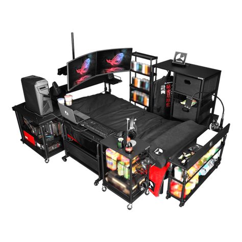 Gaming Bed Bauhutte | Apartment Therapy Gaming Bed, Game Room Kids, Setup Gamer, Computer Gaming Room, Best Room, Gaming Furniture, Gamer Room Decor, Video Game Room Design, Video Game Rooms