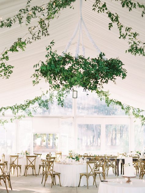 Chandelier Greenery, Tented Wedding Reception, Hanging Wedding Decorations, Greenery Wedding Bouquet, Wedding Ceiling, Destination Wedding Decor, Tented Wedding, Wedding Chandelier, Floral Chandelier