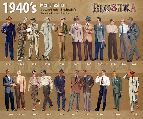 1940s Mens Fashion, 1940s Fashion Women, Decades Fashion, Fashion Through The Decades, History Of Fashion, Kawaii Clothes Goth, Engagement Photo Outfits Fall, Fashion 1940s, 20th Century Fashion