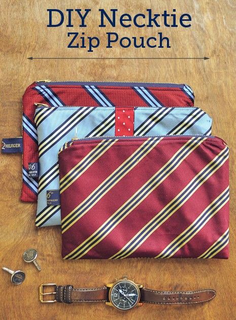 DIY Gifts for Men, Necktie Zip Pouches Diy Necktie, Necktie Crafts, Old Ties, Diy Gifts For Men, Tie Crafts, Pouch Sewing, Sew Ins, Costura Diy, Beginner Sewing Projects Easy