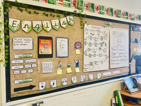 English Working Wall, Classroom Displays Ks2, Literacy Working Wall, Nursery Display Boards, English Classroom Displays, Primary Classroom Displays, Maths Classroom Displays, English Display, Maths Classroom