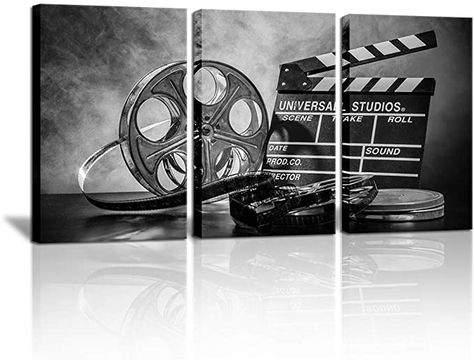 Media Room Bar, Movie Clapper Board, Movie Clapper, Clapper Board, Living Room Themes, At Home Movie Theater, House Decor Modern, Wall Canvas Painting, Movie Room