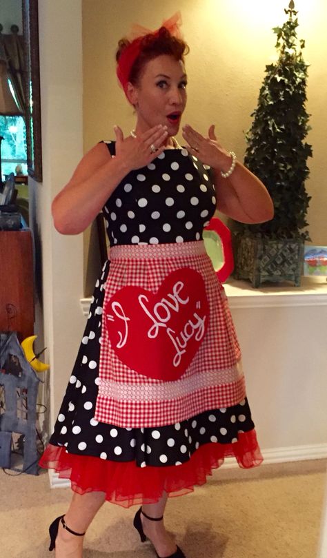 I love Lucy Halloween costume I Love Lucy Costumes Diy, I Love Lucy Halloween Costume, I Love Lucy Costumes, Lucy And Ricky Costume, Lucy Van Pelt Costume, I Love Lucy Party, Lucille Ball Costume, I Love Lucy Costume, Lucy Costume