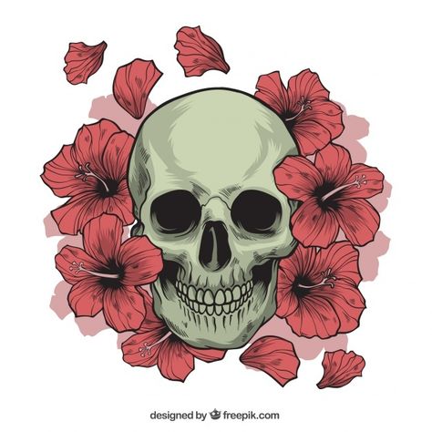 Calavera con flores dibujadas a mano Vec... | Premium Vector #Freepik #vector #floral #flores #naturaleza #decorativo Ashlyn Aesthetic, Aesthetics Drawings, Skull Background, Skull Rose Tattoos, Sassy Wallpaper, Drawn Flowers, Embroidery Template, Skull Artwork, Large Tattoos