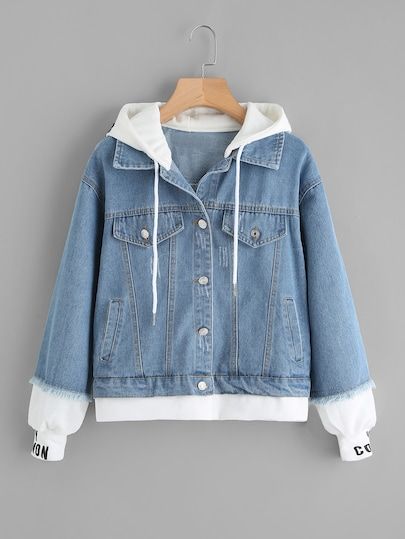 Classy Wardrobe, Denim Decor, Hooded Denim Jacket, Stylish Hoodies, Trendy Hoodies, 1 Aesthetic, Trendy Dress Outfits, Trendy Fashion Tops, Blue Jean Jacket