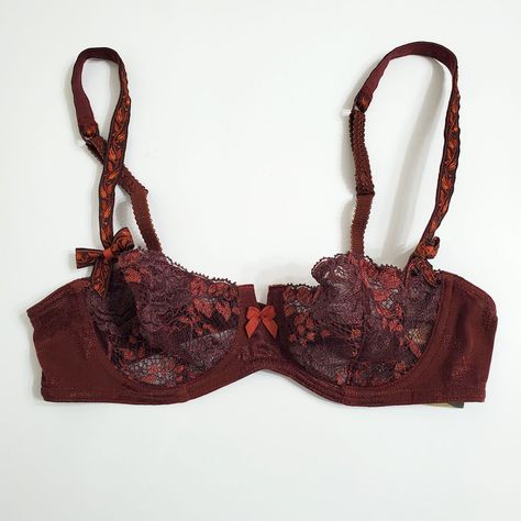 Aubade Bra 32b Brown Lace Underwire Half Cup Floral Adjustable Straps France - New With Tag. Size 32b Made In France Hand Wash From Smoke-Free, Pets-Free Home. Lingerie Brown, Fancy Bras, Brown Lingerie, Cute Lingerie Sets, Bra Outfit, Velvet Bra, Blue Lace Bra, Lace Bras, White Lace Bra