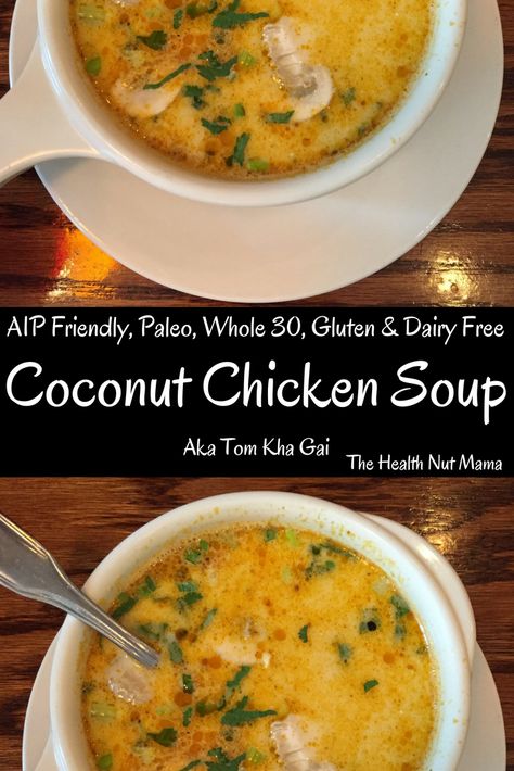 Tomkhagai Soup, Aip Soup, Paleo Stew, Paleo Coconut Chicken, Coconut Chicken Soup, Tom Kha Gai, Dairy Free Soy Free, Autoimmune Paleo Recipes, Aip Paleo Recipes