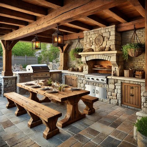 Western Backyard, Meat House, Backyard Grilling Area, Backyard Deck Ideas, Outdoor Fireplace Plans, Creative Backyard, Rustic Outdoor Kitchens, Outdoor Cooking Area, Outdoor Kitchen Plans