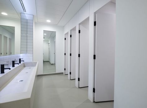 Toilet cubicles refreshed with architectural film | Restroom design, Bathroom design, School bathroom School Restroom, Room Wallpaper Designs, Toilet Cubicle, Classroom Interior, School Building Design, School Bathroom, Restroom Design, School Hallways, School Interior