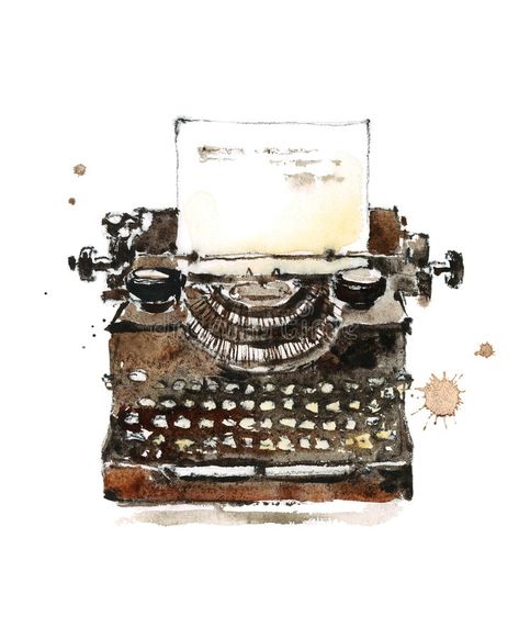 Old Vintage Typewriter Watercolor Illustration Hand Painted. Watercolor illustra , #AFF, #Illustration, #Hand, #Watercolor, #Vintage, #Typewriter #ad Typewriter Art, Painted Illustration, Antique Typewriter, Watercolor Vintage, 22 December, Vintage Typewriter, 수채화 그림, Vintage Typewriters, Old Vintage