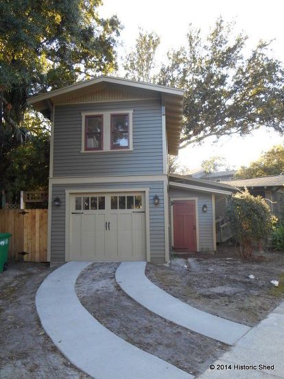 Two Story Garage Apartment by Historic Shed Garage Redesign, Two Story Garage, Garage Guest House, Garage Addition, Cars Ideas, Garage Apartment Plans, Garage Studio, Garage Accessories, Garage Apartments