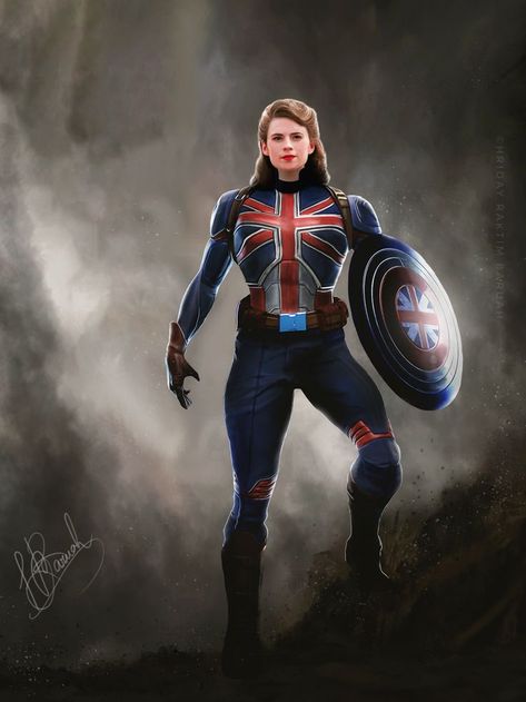 Concept art on Peggy Carter Captain America by me. I became a fan of Peggy's Captain America in What If's 1st episode and was so glad to see an alternate take on the mantle of Captain America. Her action scenes were amazing and I hope to see her in live action in MCU. Peggy Carter Captain America, Peggy Carter Cosplay, Marvel Universe Characters, Dc Comic Covers, People Anime, Captain Carter, Marvel What If, Captain Britain, Margaret Elizabeth